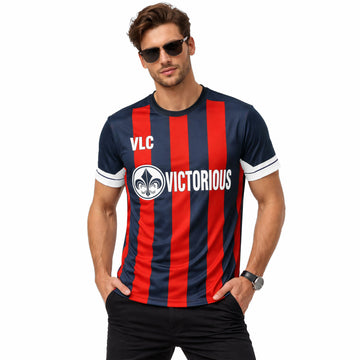 MICRO POLYESTER RED & NAVY , BLACK & BLUE PRINTED T SHIRT