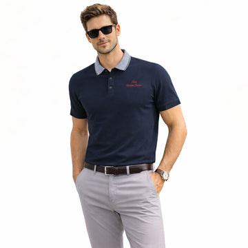 Slim Fit Contrast Collar & Embroidered Polo Shirt