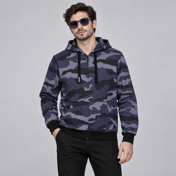 Men’s Dark Camo Print Full-Zip Hoodie