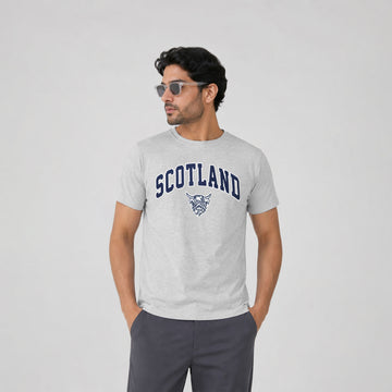 Scotland  Applique Embroidered Grey T Shirt