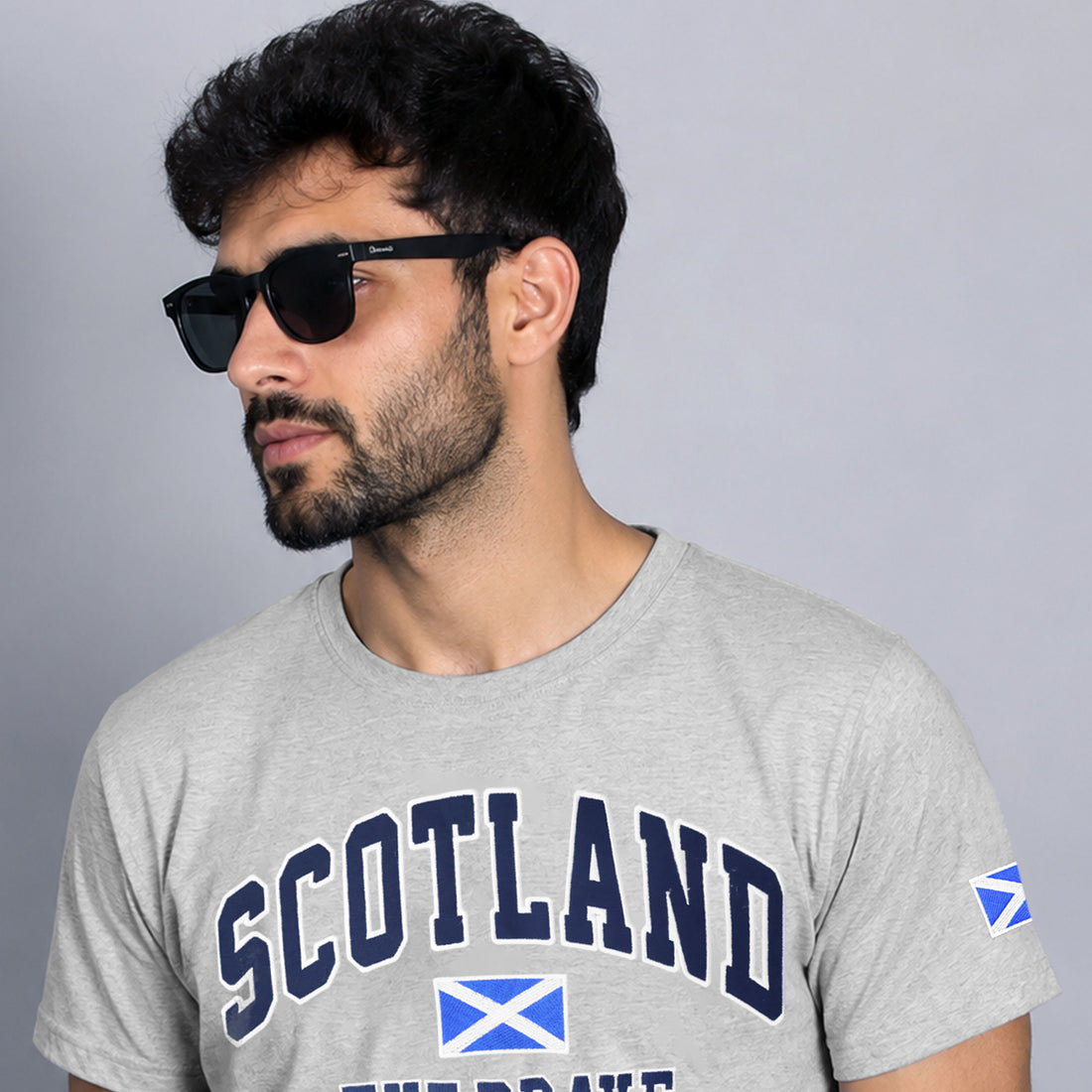 Men’s Grey Scotland The Brave  Embroidered T Shirt