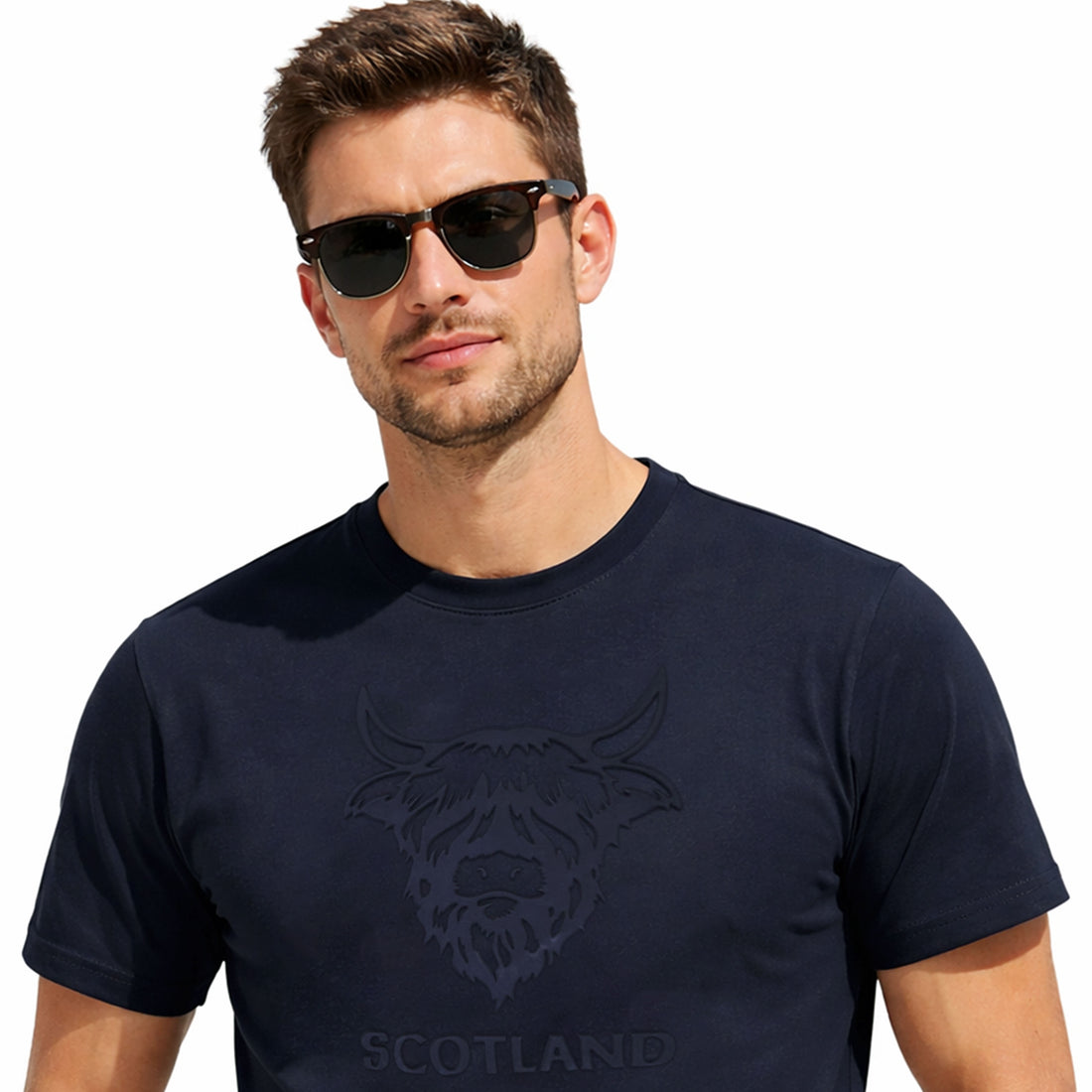 Scotland Cow Embossed T Shirt