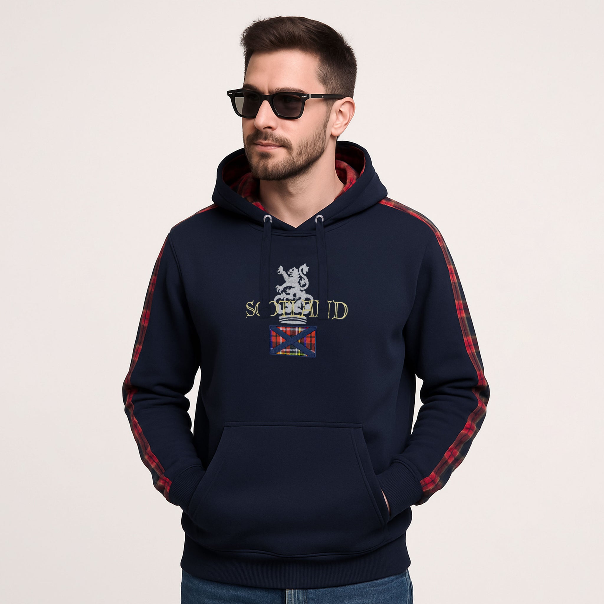 Scotland Navy Color Embroidered Hoodies