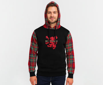 Scotland Tartan Sleeve Front Embroidered Hoodies