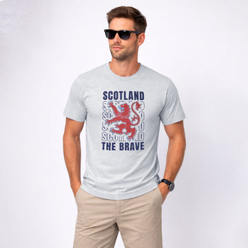 Men’s Grey Scotland The Brave Lion Printed T Shirt