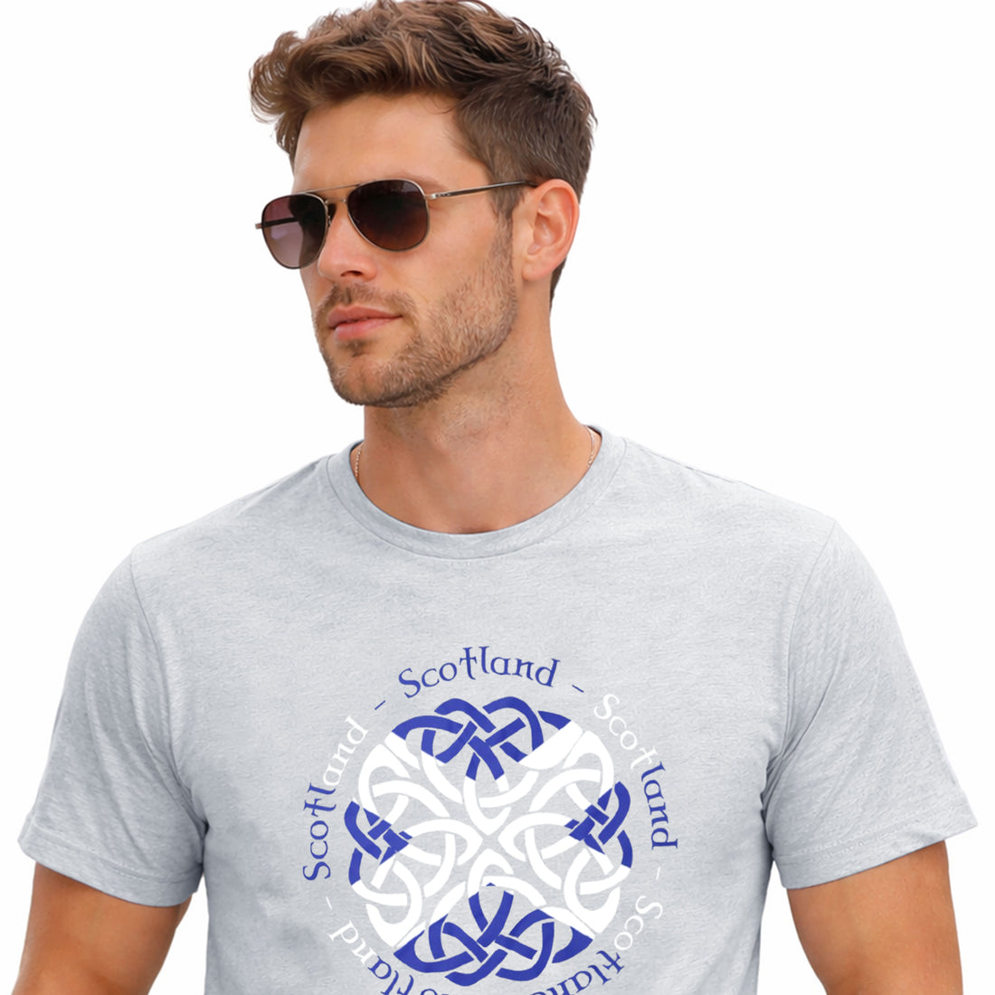 Men’s Grey Scotland Round Printed T Shirt