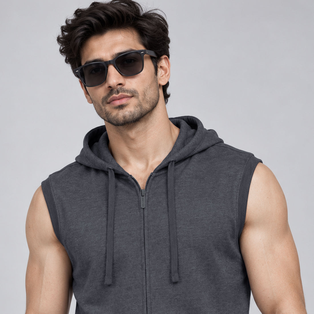 Multi Solid Color Fashionable Stylish Sleeveless Zipper Hoodies