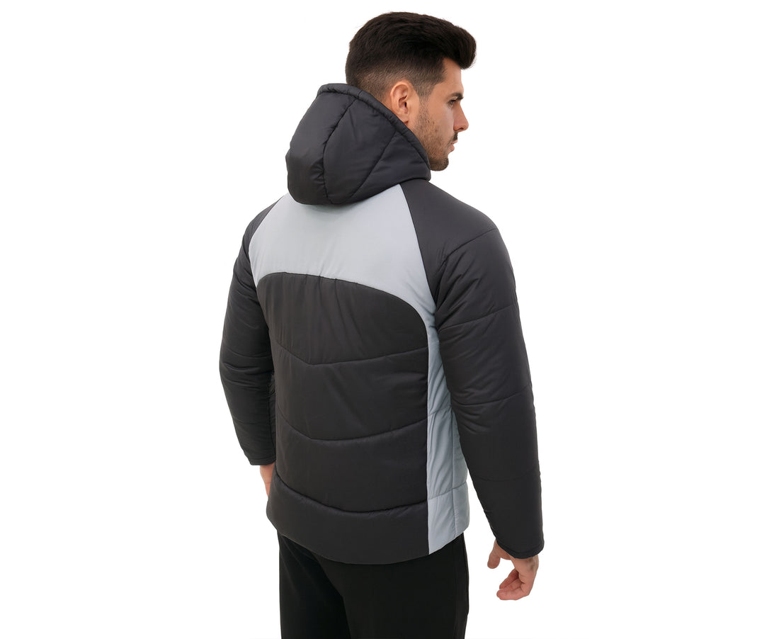 Men’s Two-Panel Gray & Black Puffer Jacket