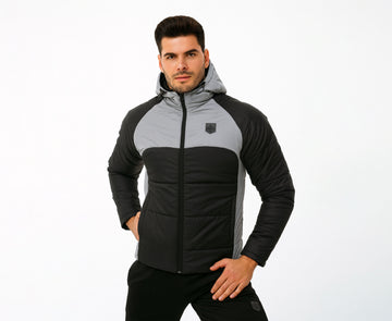 Men’s Two-Panel Gray & Black Puffer Jacket
