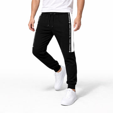Men’s Black Slim-Fit Side Stripe Joggers