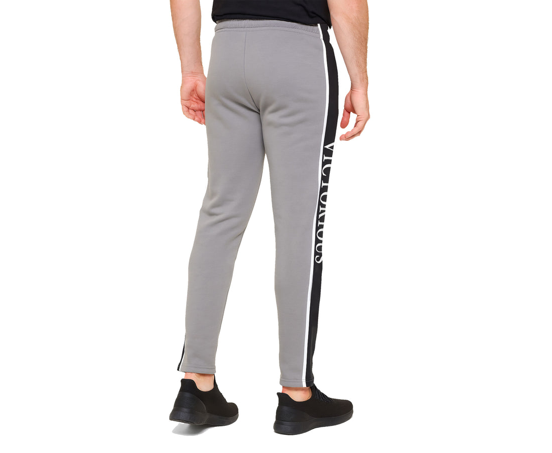 London Stride Men's Grey Joggers with Black Side Stripe