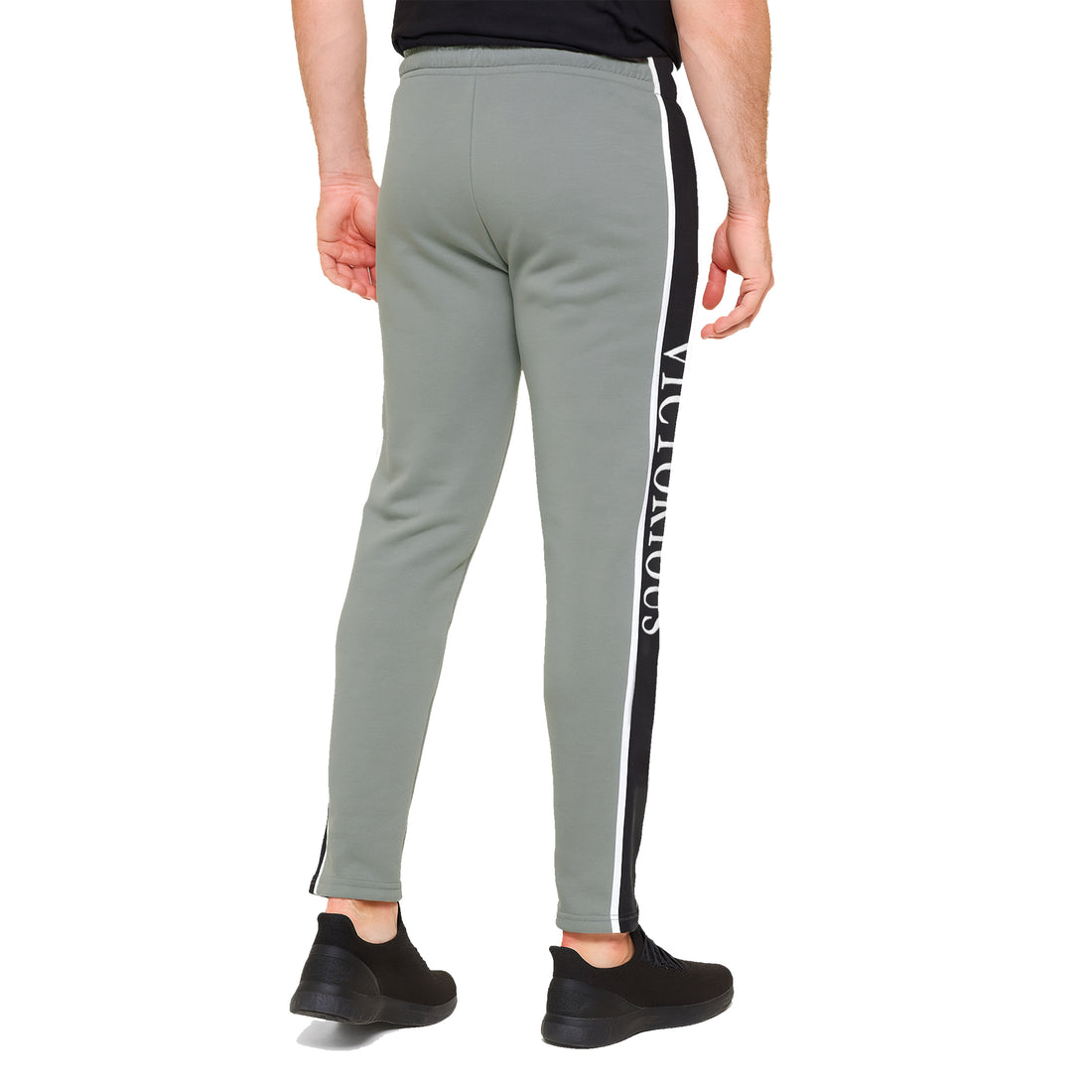 London Stride Men's Grey Joggers with Black Side Stripe