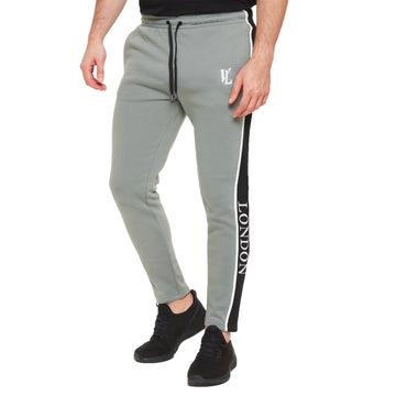 London Stride Men's Grey Joggers with Black Side Stripe