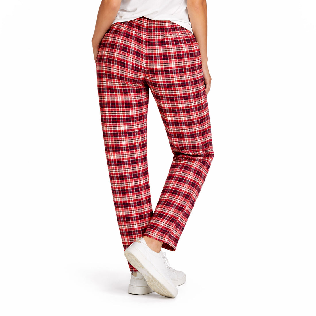 Ladies Red Black Plaid Flannel Pants