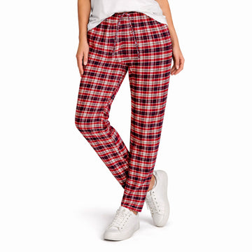 Ladies Red Black Plaid Flannel Pants With Out Pocket