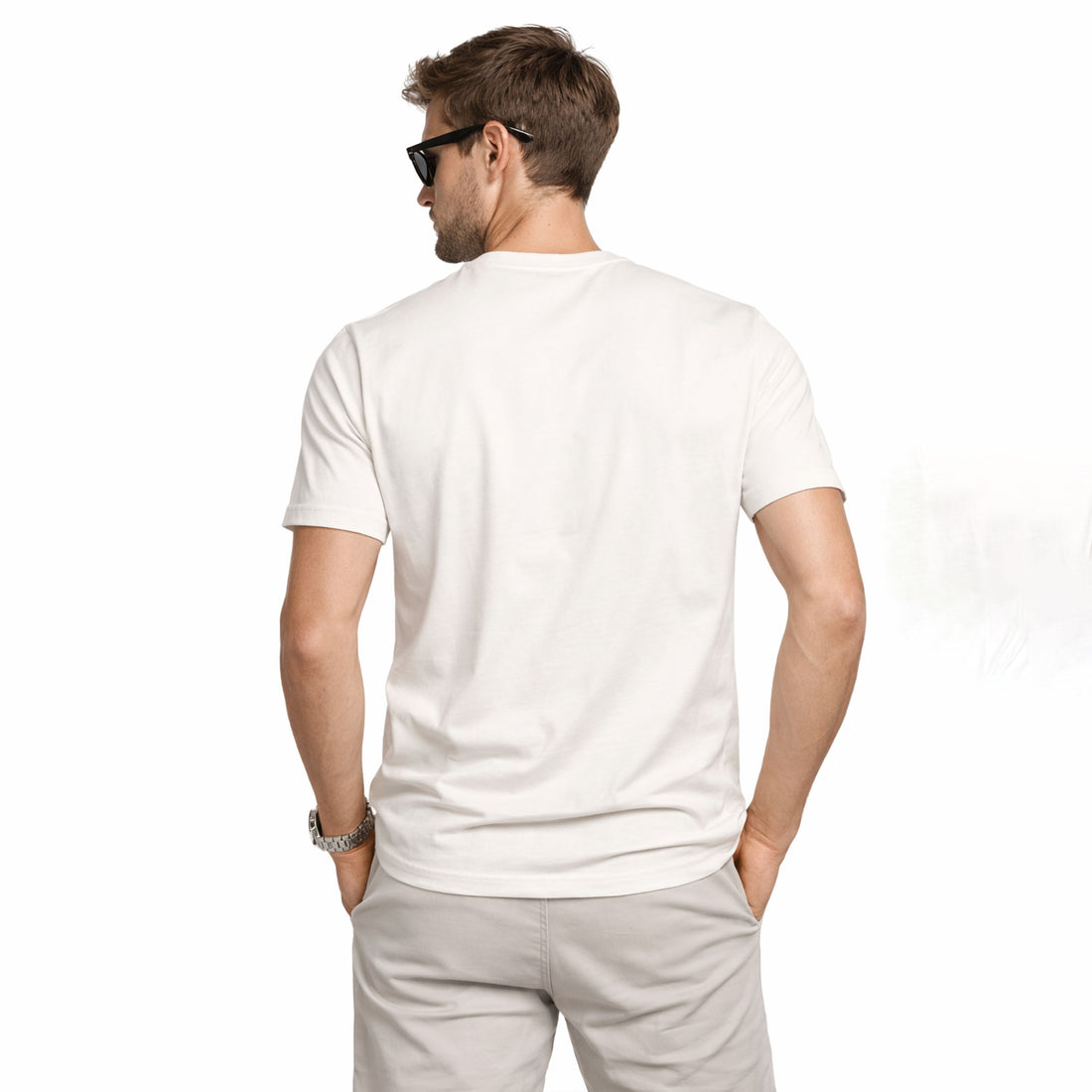 Men’s Solid  Off White Crew Neck T-Shirt