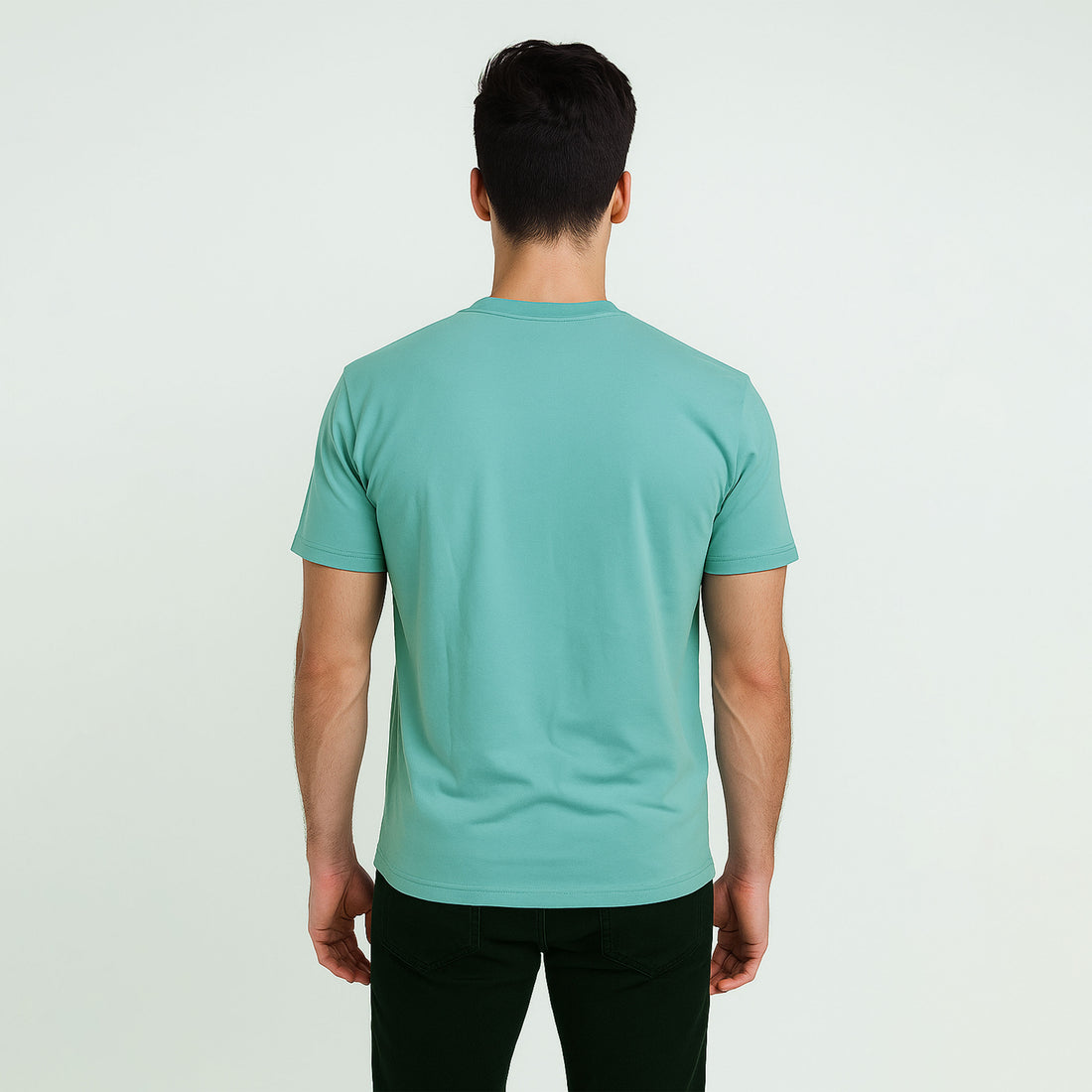 Men’s Solid Turquoise Crew Neck T-Shirt