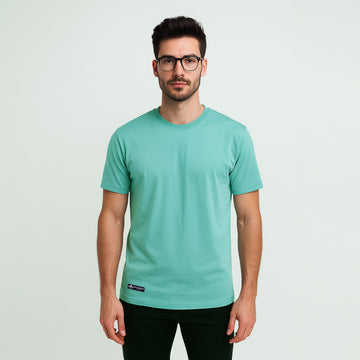 Men’s Solid Turquoise Crew Neck T-Shirt