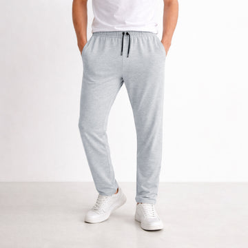 Men s Light Gray Cotton Drawstring Jogger Sweatpants With Back Pockets