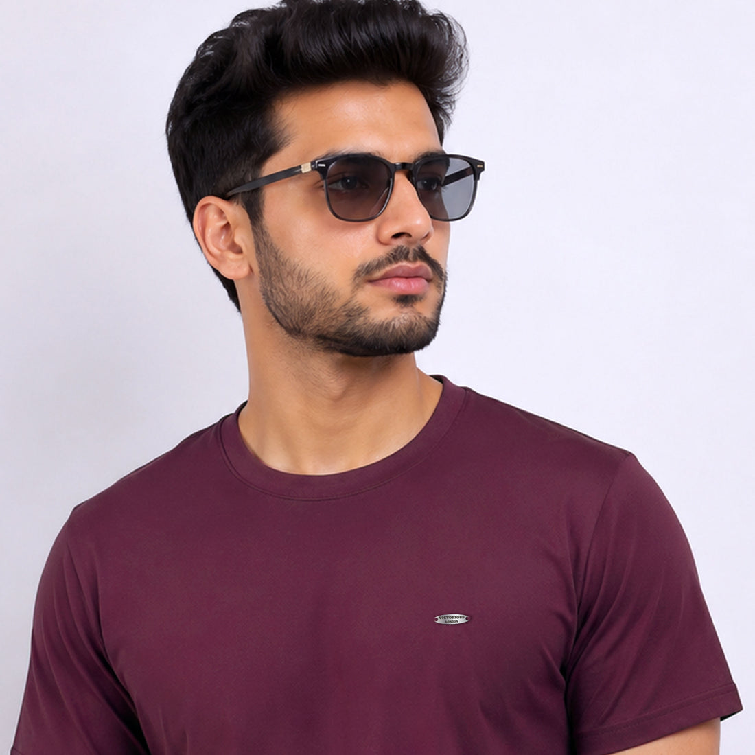 Comfort Fit Polyester T-Shirt with Metal Badge