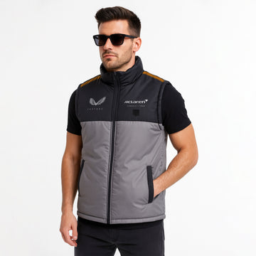 Men’s Sleeveless 2Panel Black & Grey Zippered Puffer Jacket