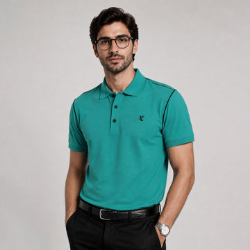 Classic Green Contrast Piping Polo Shirt