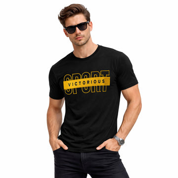 Men's Crew Neck T Shirt with Embroidered Sport Victorious