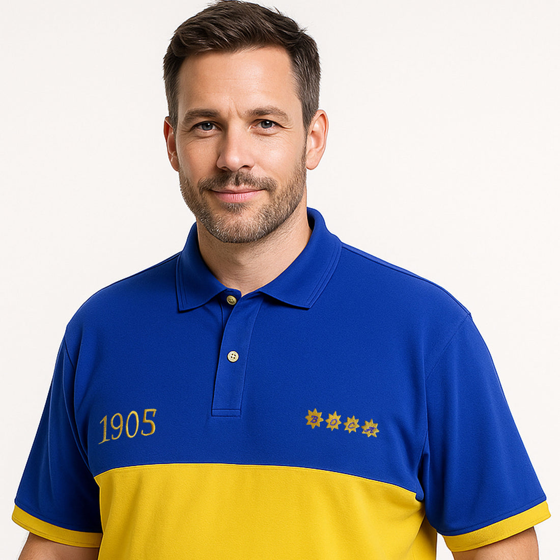 Blue and Yellow Color-Block Polo Shirt