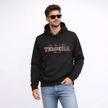Men's Black Applique Embroidered Hoodie
