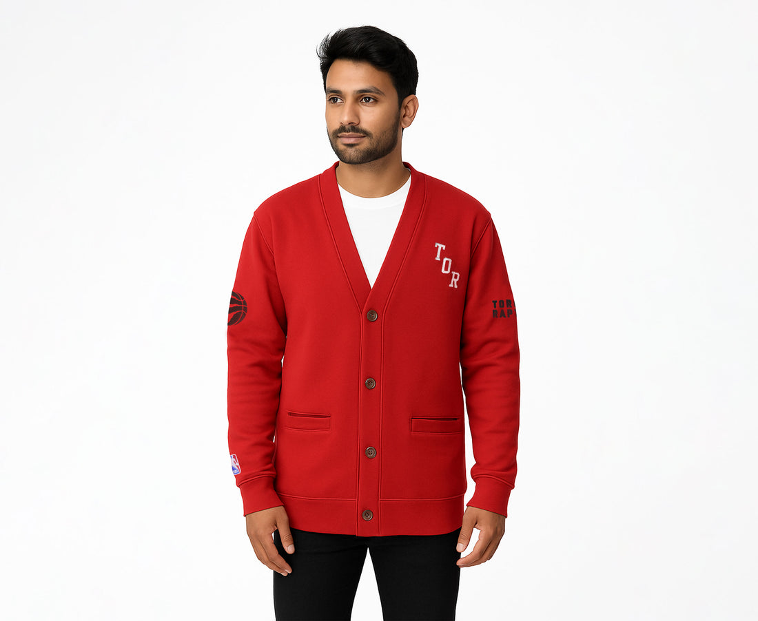 TOR Embroidered Cardigan Sweater Men Solid Color With Button