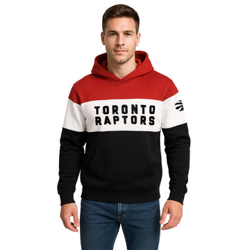 Men’s Color Block Basketball Graphic Pullover Hoodie – Red, White & Black