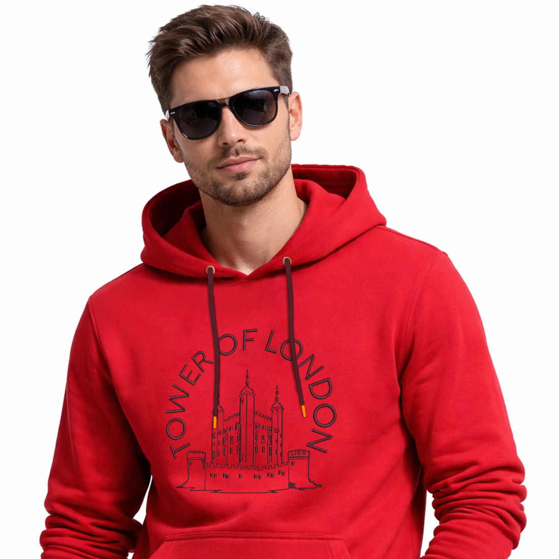Tower of London 3D Embroidered Grey Hoodies