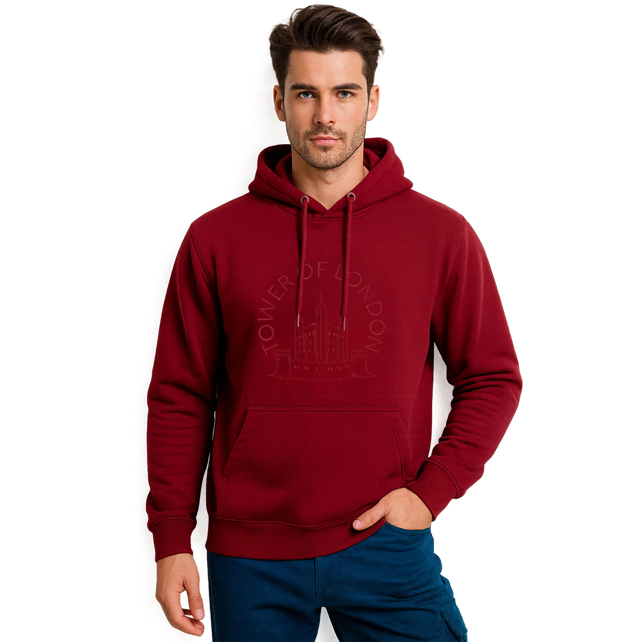 Tower of London 3D Embroidered Grey Hoodies