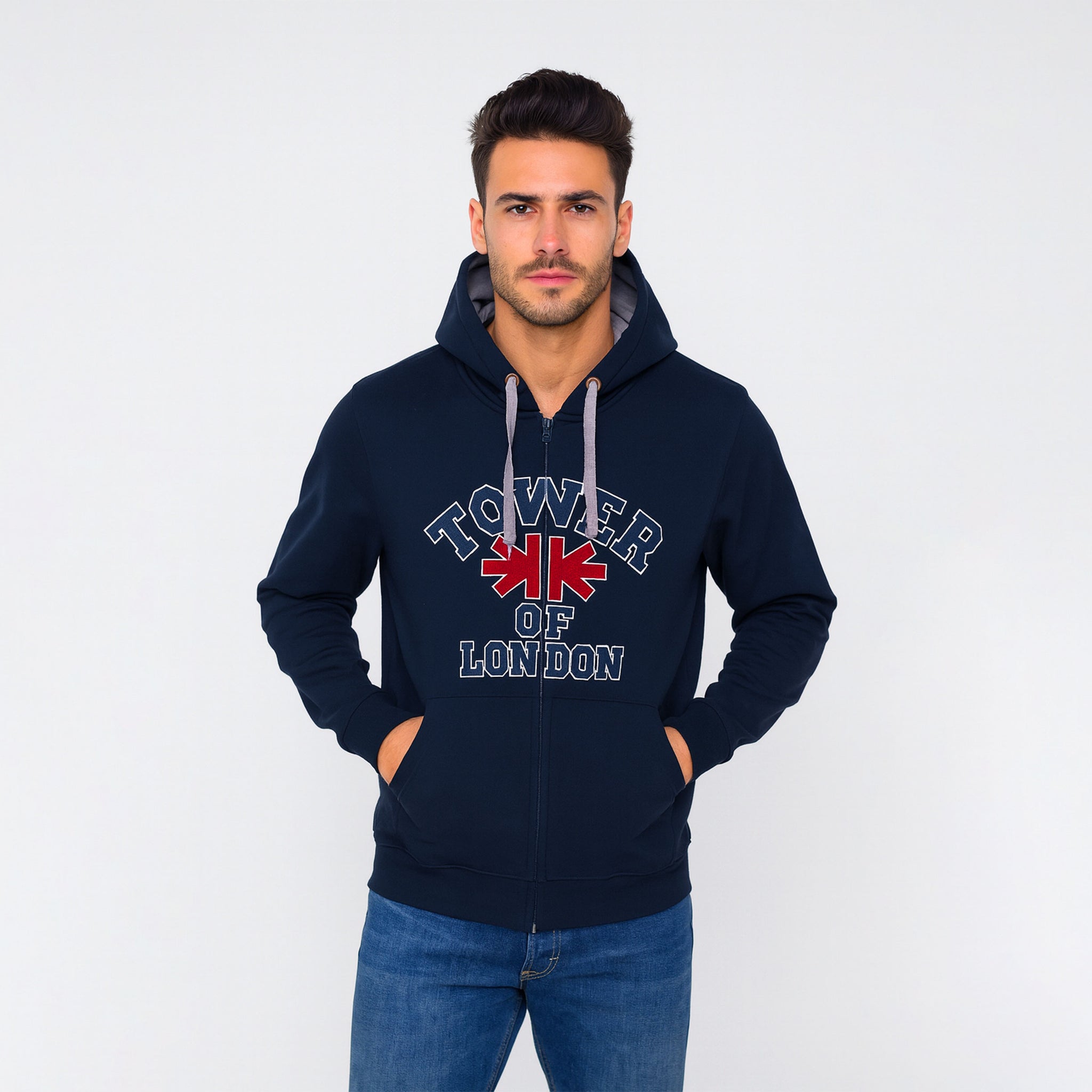 Tower Of London Front Embroidered Hoodies