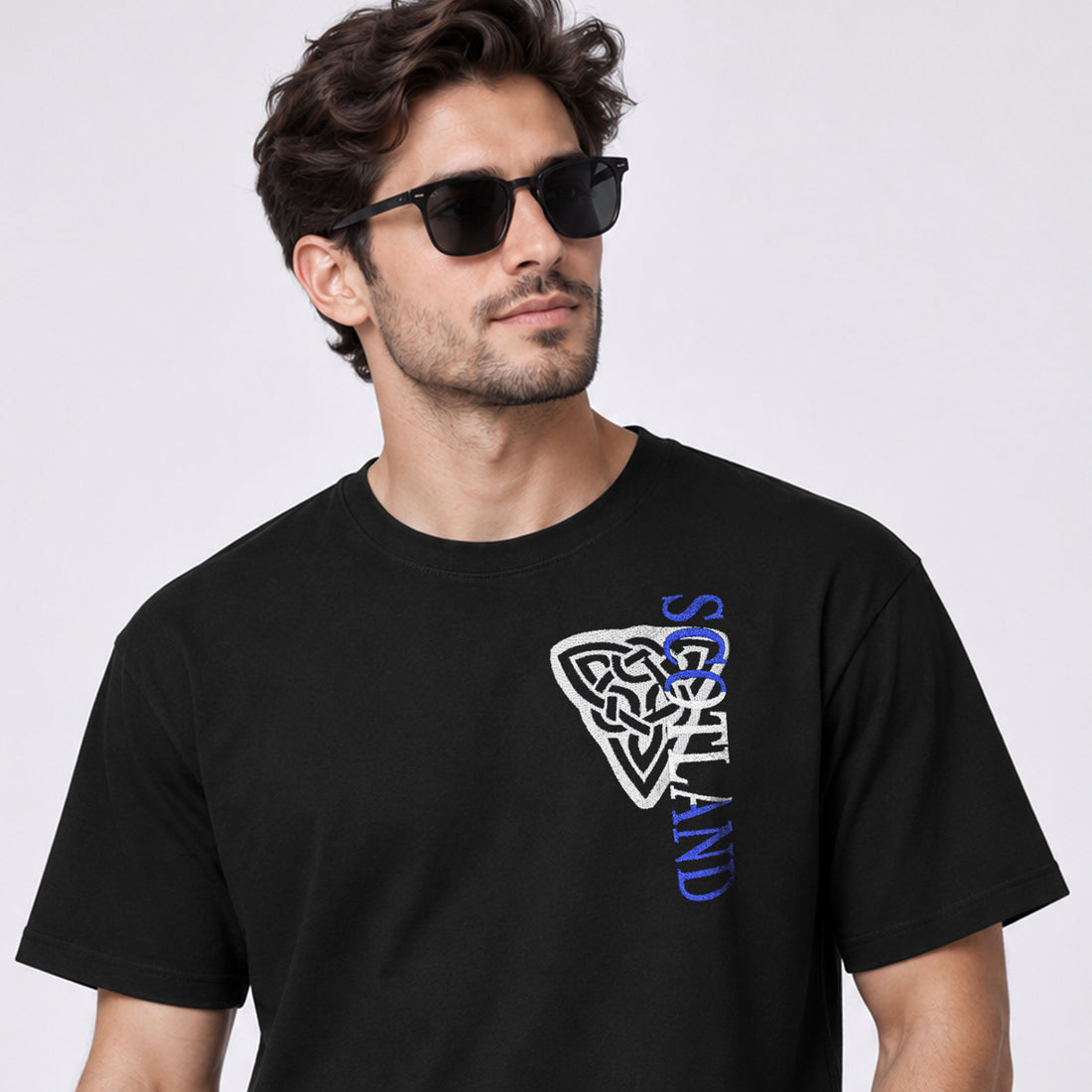 Men’s Black Premium Embroidered Crew Neck T-Shirt