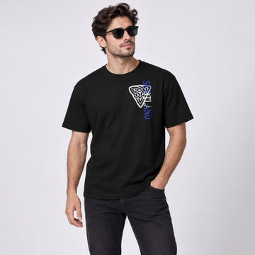 Men’s Black Premium Embroidered Crew Neck T-Shirt