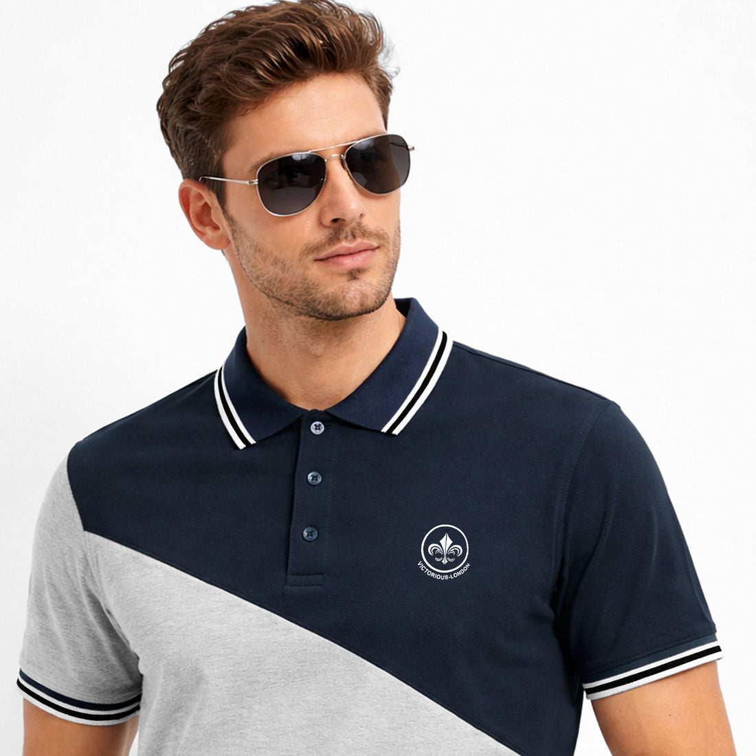 2 PANEL  WITH STRIPED COLLAR POLO SHIRT