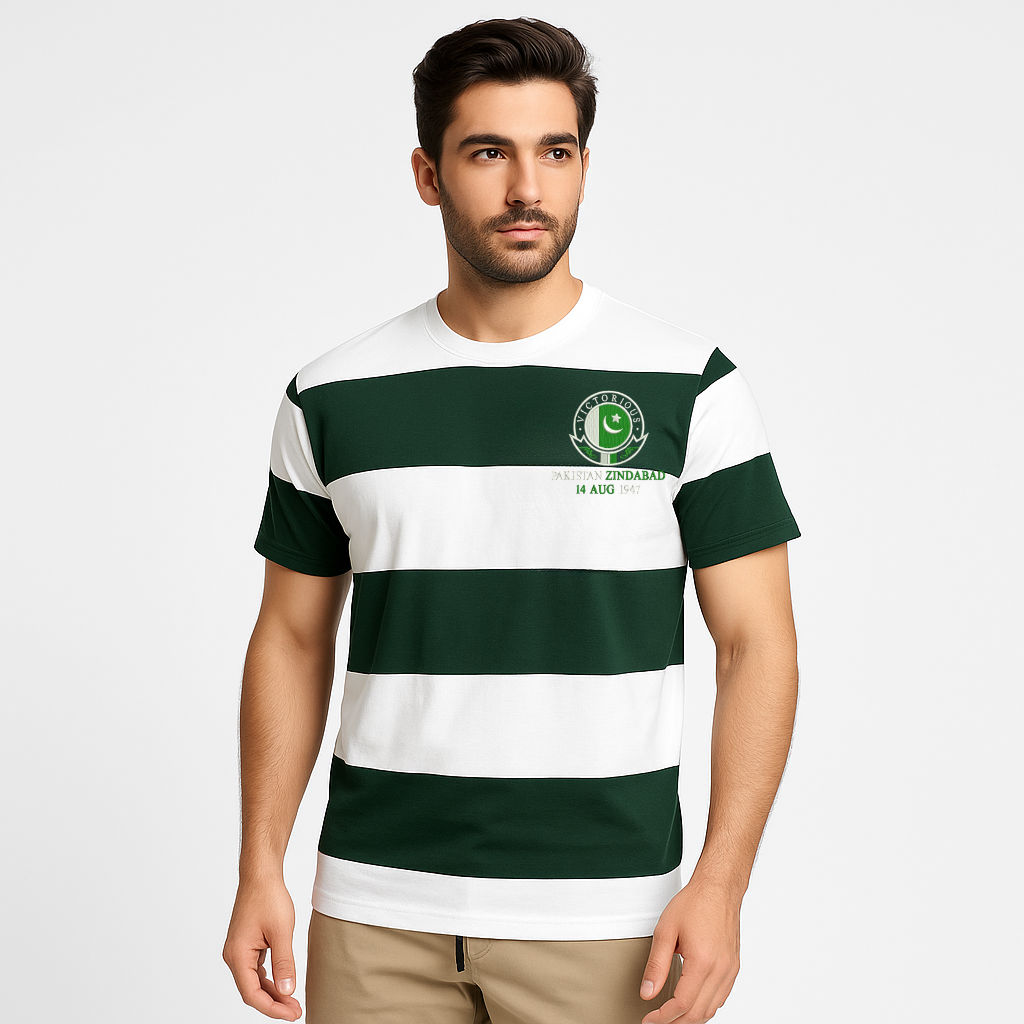 PAKISTAN ZINDABAD WITH PAKISTAN FLAG EMBROIDERED T SHIRT