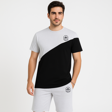 BLACK & GREY 2 PANEL SUMMER  SHORT TRACKSUIT