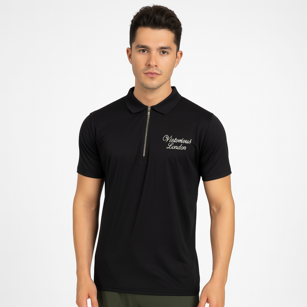 VL Embroidered Micro Polyester Half Zip Collar Shirt