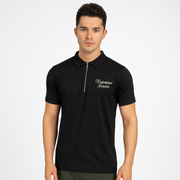 VL Embroidered Micro Polyester Half Zip Collar Shirt