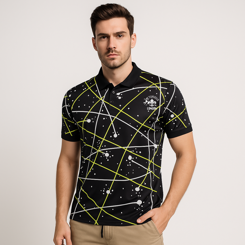BLACK BEST COLLAR ALL OVER GEM WEAR PRINTED T SHIRT