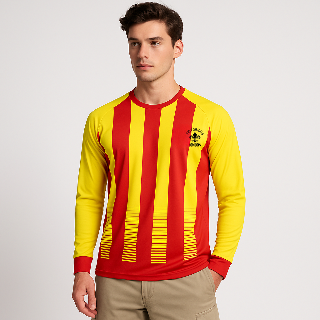 YELLOW & RED STRIPED SUBLIMATION T SHIRT