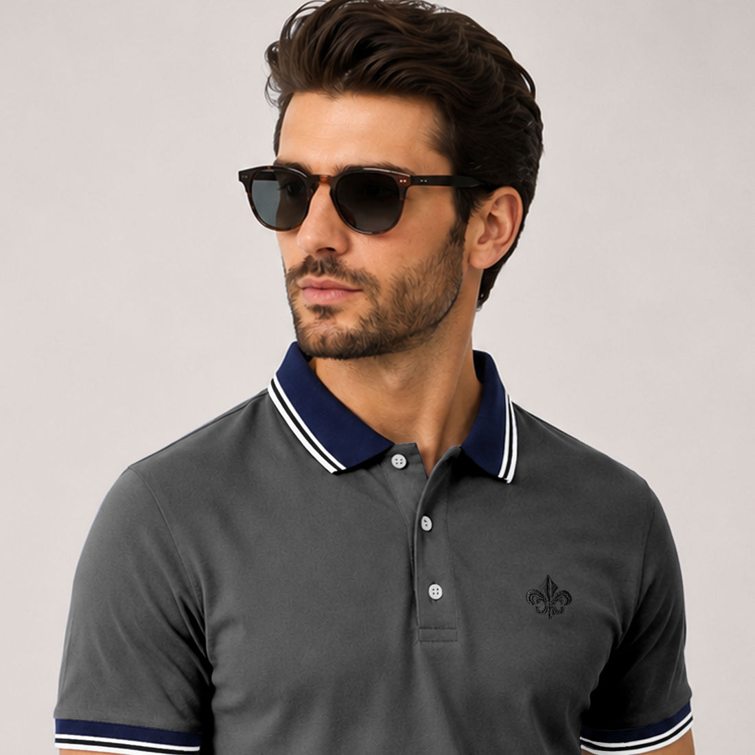 Men’s Polo With Contrast Collar Embroidered  Polo Shirt
