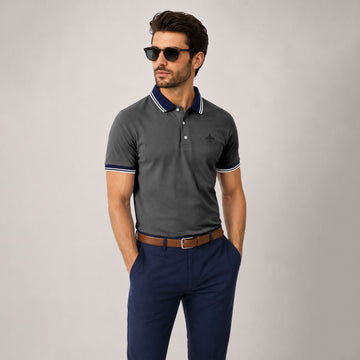 Men’s Polo With Contrast Collar Embroidered  Polo Shirt