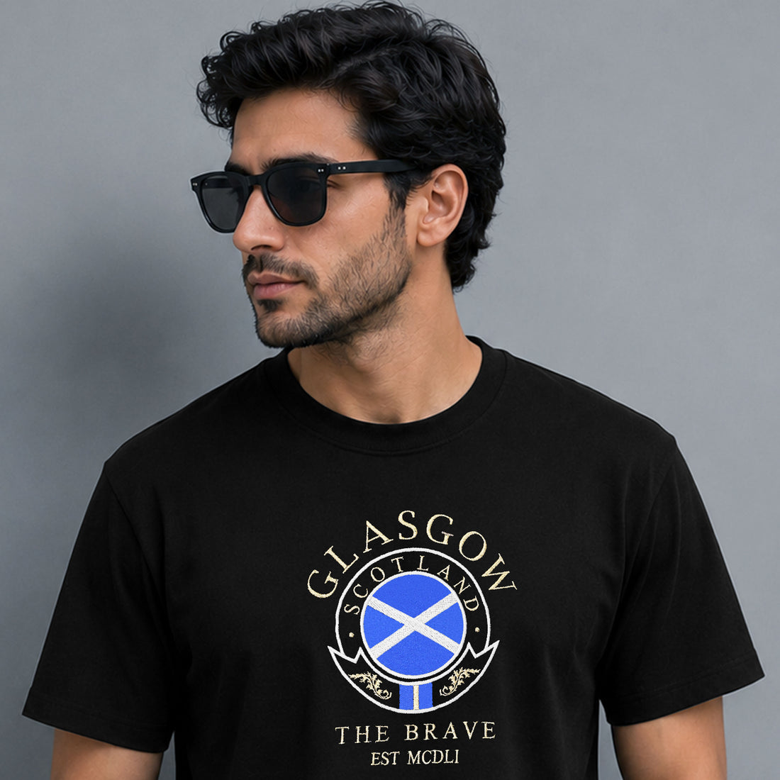 Glasgow Scotland The Brave Embroidered T Shirt