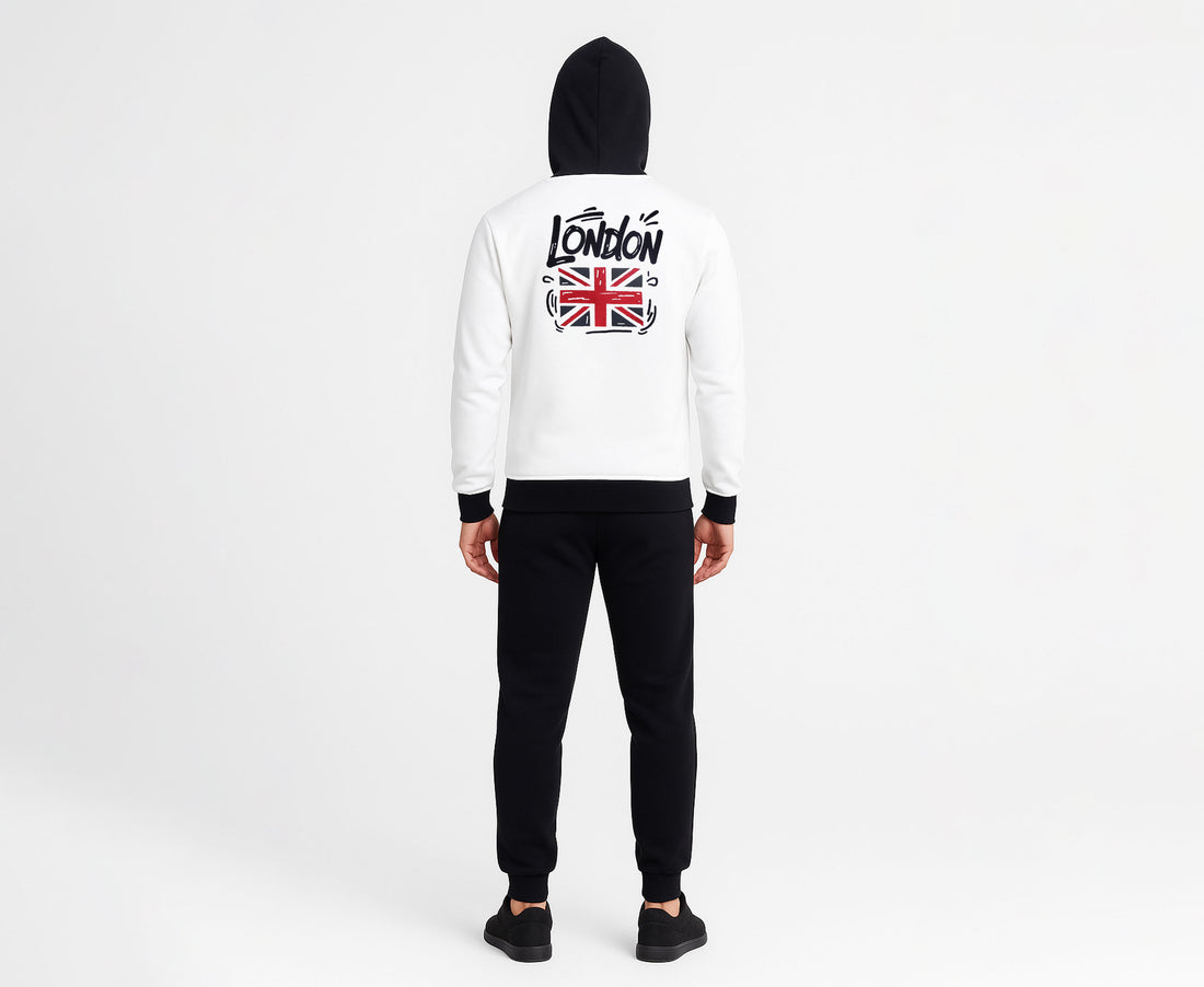 Zipper Hoodie Tracksuit with 2-Panel Front & Back Embroidered