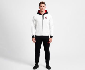 Zipper Hoodie Tracksuit with 2-Panel Front & Back Embroidered