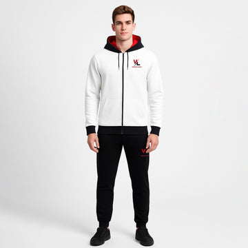 Zipper Hoodie Tracksuit with 2-Panel Front & Back Embroidered