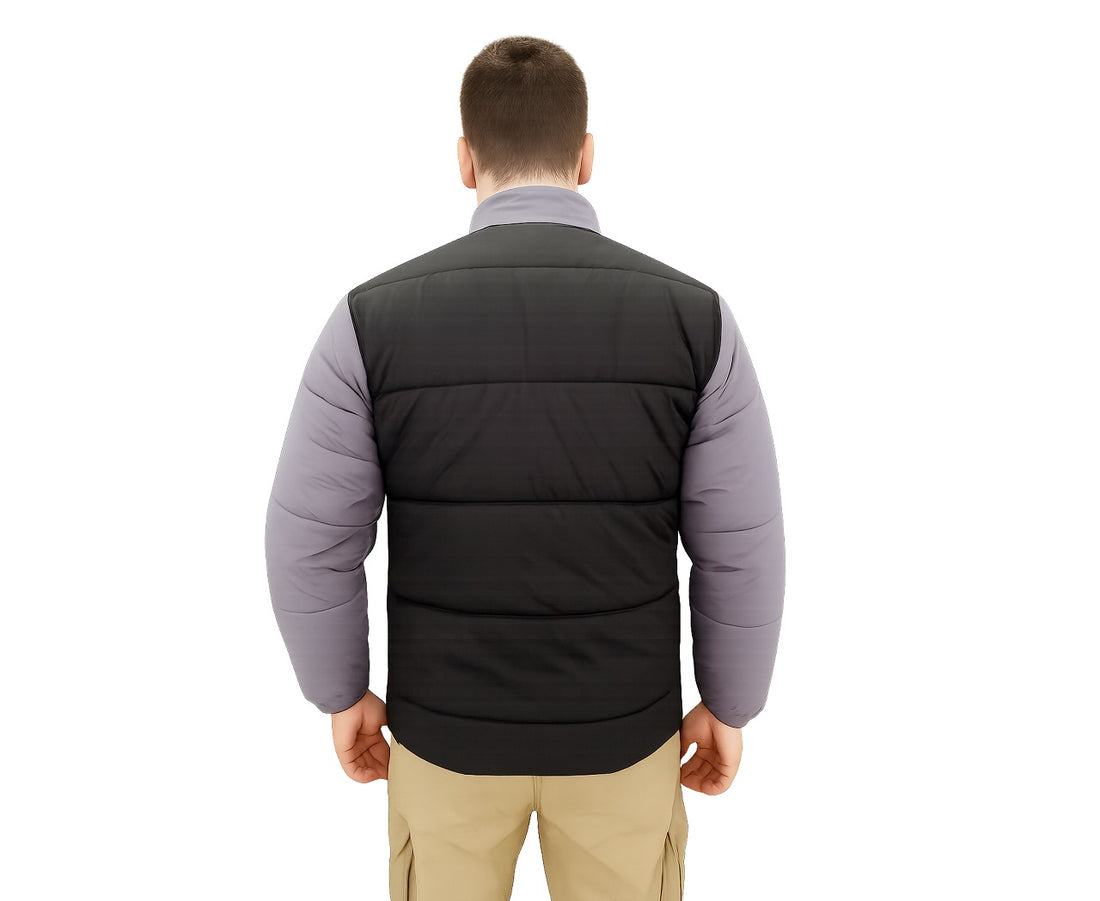 Men's  2 Panel Grey & Black Puffer jacket